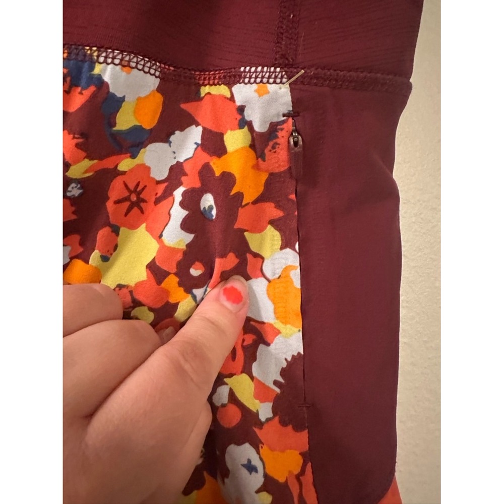 Outdoor Voices Floral Running Shorts in Burgundy and Orange floral - Picture 5 of 5